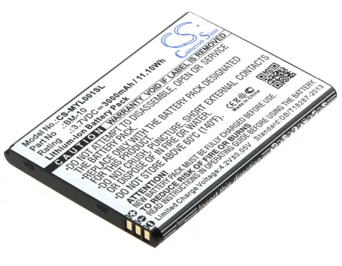 myPhone BM-10 helyettesítő mobiltelefon akkumulátor (Li-ion, 3.7V, 3000mAh / 11.10Wh) - Utángyártott