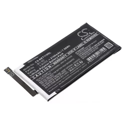 Nokia BV-5D helyettesítő mobiltelefon akkumulátor (Li-Polymer, 3.8V, 2100mAh / 7.98Wh) - Utángyártott