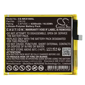   Nokia CN110 helyettesítő mobiltelefon akkumulátor (Li-Polymer, 3.87V, 4350mAh / 16.83Wh) - Utángyártott