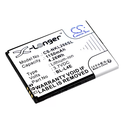 Nokia BL-L4E helyettesítő mobiltelefon akkumulátor (Li-ion, 3.7V, 1150mAh / 4.26Wh) - Utángyártott