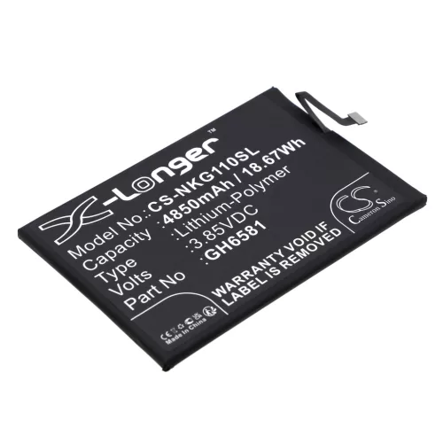 Nokia GH6581 helyettesítő mobiltelefon akkumulátor (Li-Polymer, 3.85V, 4850mAh / 18.67Wh) - Utángyártott