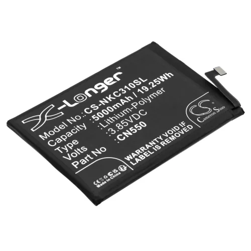 Nokia CN550 helyettesítő mobiltelefon akkumulátor (Li-Polymer, 3.85V, 5000mAh / 19.25Wh) - Utángyártott