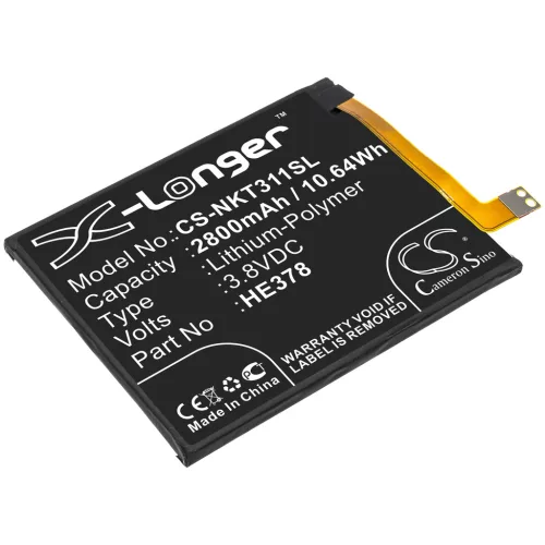 Nokia HE378 helyettesítő mobiltelefon akkumulátor (Li-Polymer, 3.8V, 2800mAh / 10.64Wh) - Utángyártott