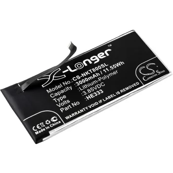   Nokia HE333 helyettesítő mobiltelefon akkumulátor (Li-Polymer, 3.85V, 3000mAh / 11.55Wh) - Utángyártott