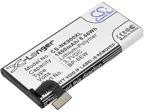 Nokia BP-6EW helyettesítő mobiltelefon akkumulátor (Li-Polymer, 3.7V, 1800mAh / 6.66Wh) - Utángyártott