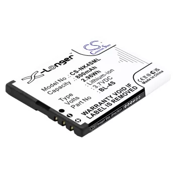   Nokia BL-4S helyettesítő mobiltelefon akkumulátor (Li-ion, 3.7V, 800mAh / 2.96Wh) - Utángyártott