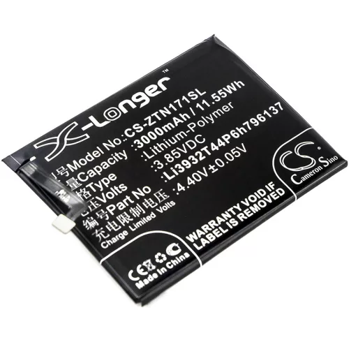 Nubia Li3932T44P6h796137 helyettesítő mobiltelefon akkumulátor (Li-Polymer, 3.85V, 3000mAh / 11.55Wh) - Utángyártott