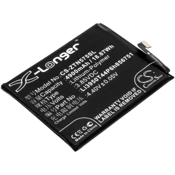  Nubia Li3950T44P6h856751 helyettesítő mobiltelefon akkumulátor (Li-Polymer, 3.85V, 4900mAh / 18.87Wh) - Utángyártott