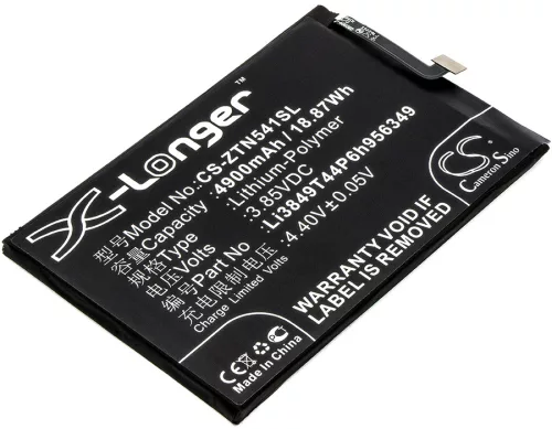 Nubia Li3849T44P6h956349 helyettesítő mobiltelefon akkumulátor (Li-Polymer, 3.85V, 4900mAh / 18.87Wh) - Utángyártott
