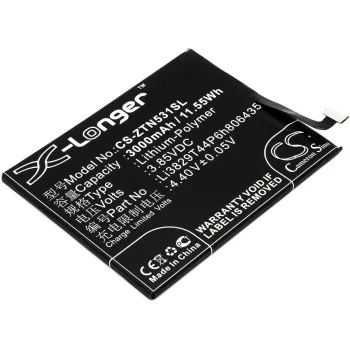   ZTE Li3829T44P6h806435 helyettesítő mobiltelefon akkumulátor (Li-Polymer, 3.85V, 3000mAh / 11.55Wh) - Utángyártott
