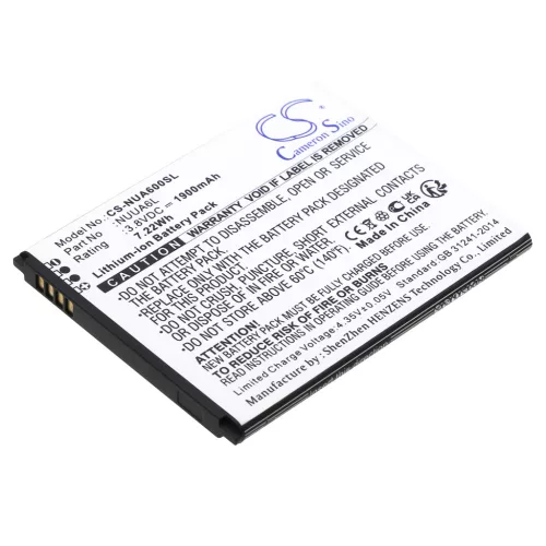 NUU NUUA6L helyettesítő mobiltelefon akkumulátor (Li-ion, 3.8V, 1900mAh / 7.22Wh) - Utángyártott