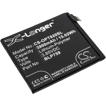   Oneplus BLP759 helyettesítő mobiltelefon akkumulátor (Li-Polymer, 3.85V, 3900mAh / 15.02Wh) - Utángyártott