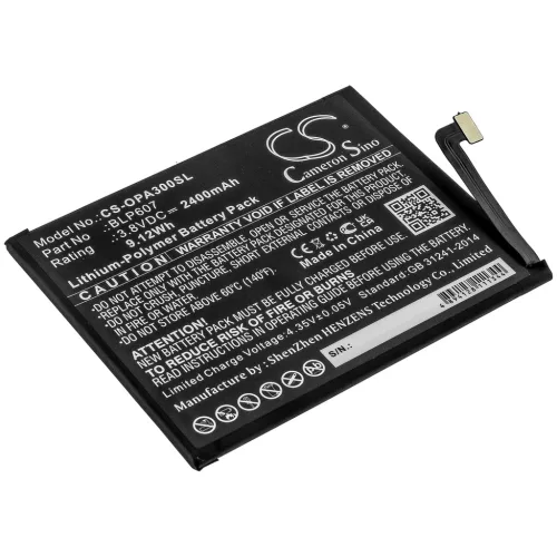 Oneplus X Dual Sim készülékhez mobiltelefon akkumulátor (Li-Polymer, 3.8V, 2400mAh / 9.12Wh) - Utángyártott