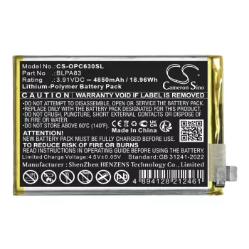   OPPO BLPA83 helyettesítő mobiltelefon akkumulátor (Li-Polymer, 3.91V, 4850mAh / 18.96Wh) - Utángyártott
