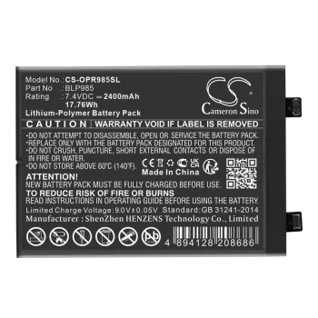   OPPO BLP985 helyettesítő mobiltelefon akkumulátor (Li-Polymer, 7.4V, 2400mAh / 17.76Wh) - Utángyártott