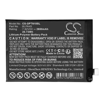   OPPO BLPA45 helyettesítő mobiltelefon akkumulátor (Li-Polymer, 7.82V, 2650mAh / 20.72Wh) - Utángyártott