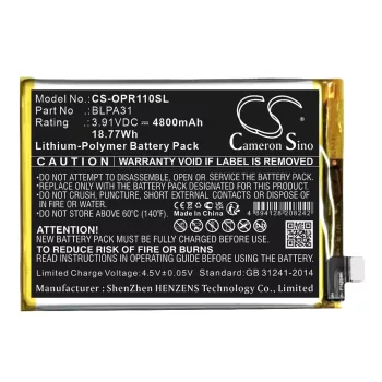   OPPO BLPA31 helyettesítő mobiltelefon akkumulátor (Li-Polymer, 3.91V, 4800mAh / 18.77Wh) - Utángyártott