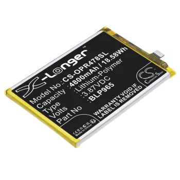   OPPO BLP965 helyettesítő mobiltelefon akkumulátor (Li-Polymer, 3.87V, 4800mAh / 18.58Wh) - Utángyártott