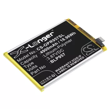   OPPO BLP957 helyettesítő mobiltelefon akkumulátor (Li-Polymer, 3.87V, 4900mAh / 18.96Wh) - Utángyártott