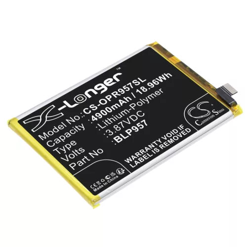 OPPO BLP957 helyettesítő mobiltelefon akkumulátor (Li-Polymer, 3.87V, 4900mAh / 18.96Wh) - Utángyártott