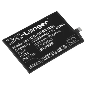   OPPO BLP929 helyettesítő mobiltelefon akkumulátor (Li-Polymer, 7.74V, 2200mAh / 17.03Wh) - Utángyártott