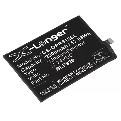 OPPO BLP929 helyettesítő mobiltelefon akkumulátor (Li-Polymer, 7.74V, 2200mAh / 17.03Wh) - Utángyártott