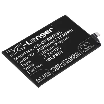   OPPO BLP855 helyettesítő mobiltelefon akkumulátor (Li-Polymer, 7.74V, 2200mAh / 17.03Wh) - Utángyártott