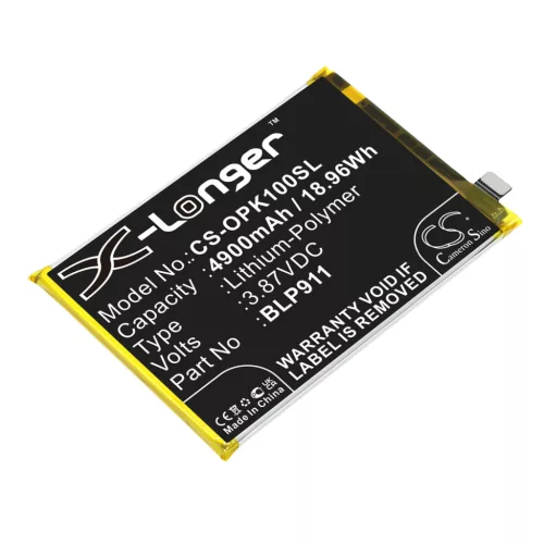OPPO BLP911 helyettesítő mobiltelefon akkumulátor (Li-Polymer, 3.87V, 4900mAh / 18.96Wh) - Utángyártott