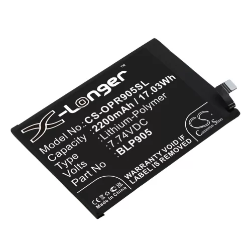 OPPO BLP905 helyettesítő mobiltelefon akkumulátor (Li-Polymer, 7.74V, 2200mAh / 17.03Wh) - Utángyártott
