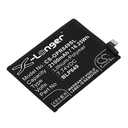 OPPO BLP849 helyettesítő mobiltelefon akkumulátor (Li-Polymer, 7.74V, 2100mAh / 16.25Wh) - Utángyártott