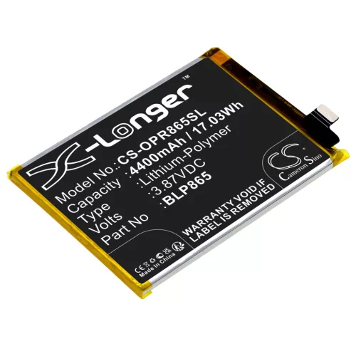 OPPO BLP865 helyettesítő mobiltelefon akkumulátor (Li-Polymer, 3.87V, 4400mAh / 17.03Wh) - Utángyártott