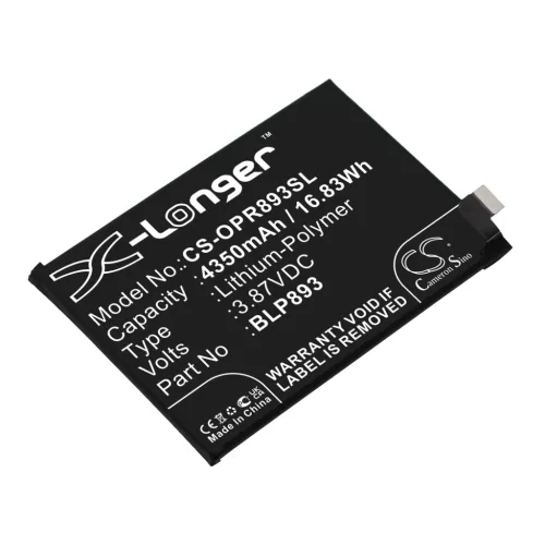 OPPO BLP893 helyettesítő mobiltelefon akkumulátor (Li-Polymer, 3.87V, 4350mAh / 16.83Wh) - Utángyártott