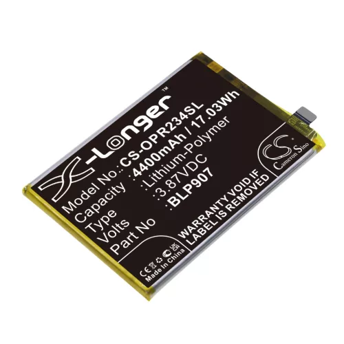 OPPO BLP907 helyettesítő mobiltelefon akkumulátor (Li-Polymer, 3.87V, 4400mAh / 17.03Wh) - Utángyártott
