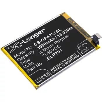   OPPO BLP791 helyettesítő mobiltelefon akkumulátor (Li-Polymer, 3.85V, 3900mAh / 15.02Wh) - Utángyártott