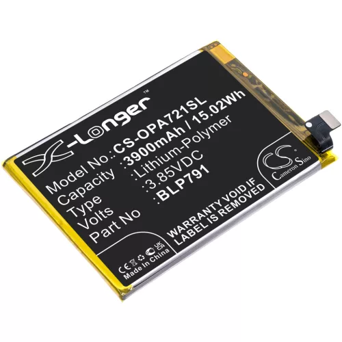 OPPO BLP791 helyettesítő mobiltelefon akkumulátor (Li-Polymer, 3.85V, 3900mAh / 15.02Wh) - Utángyártott