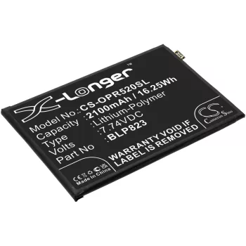   OPPO BLP823 helyettesítő mobiltelefon akkumulátor (Li-Polymer, 7.74V, 2100mAh / 16.25Wh) - Utángyártott
