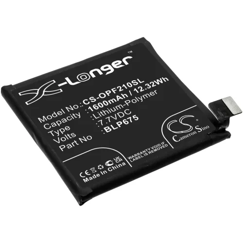 OPPO BLP675 helyettesítő mobiltelefon akkumulátor (Li-Polymer, 7.7V, 1600mAh / 12.32Wh) - Utángyártott