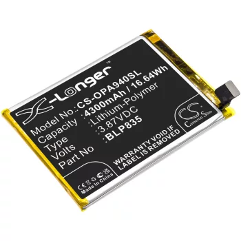   OPPO BLP835 helyettesítő mobiltelefon akkumulátor (Li-Polymer, 3.87V, 4300mAh / 16.64Wh) - Utángyártott