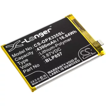   OPPO BLP857 helyettesítő mobiltelefon akkumulátor (Li-Polymer, 3.87V, 4300mAh / 16.64Wh) - Utángyártott