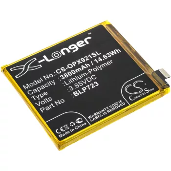   OPPO BLP723 helyettesítő mobiltelefon akkumulátor (Li-Polymer, 3.85V, 3800mAh / 14.63Wh) - Utángyártott