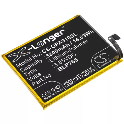 OPPO BLP765 helyettesítő mobiltelefon akkumulátor (Li-Polymer, 3.85V, 3800mAh / 14.63Wh) - Utángyártott