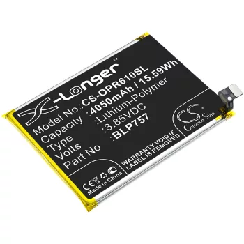   OPPO BLP757 helyettesítő mobiltelefon akkumulátor (Li-Polymer, 3.85V, 4050mAh / 15.59Wh) - Utángyártott