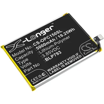   OPPO BLP793 helyettesítő mobiltelefon akkumulátor (Li-Polymer, 3.85V, 5000mAh / 19.25Wh) - Utángyártott