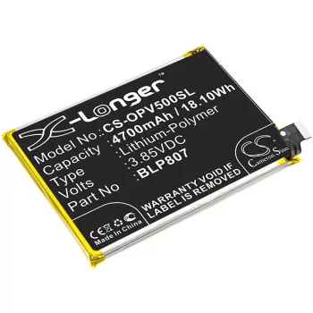   OPPO BLP807 helyettesítő mobiltelefon akkumulátor (Li-Polymer, 3.85V, 4700mAh / 18.10Wh) - Utángyártott