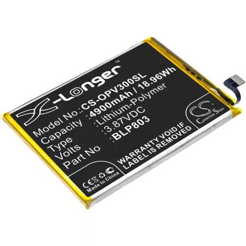 OPPO BLP803 helyettesítő mobiltelefon akkumulátor (Li-Polymer, 3.87V, 4900mAh / 18.96Wh) - Utángyártott