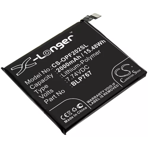 OPPO BLP767 helyettesítő mobiltelefon akkumulátor (Li-Polymer, 7.74V, 2000mAh / 15.48Wh) - Utángyártott