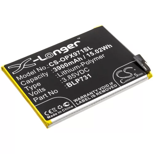 OPPO BLP731 helyettesítő mobiltelefon akkumulátor (Li-Polymer, 3.85V, 3900mAh / 15.02Wh) - Utángyártott