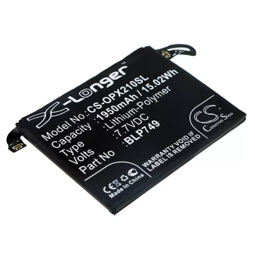 OPPO BLP749 helyettesítő mobiltelefon akkumulátor (Li-Polymer, 7.7V, 1950mAh / 15.02Wh) - Utángyártott