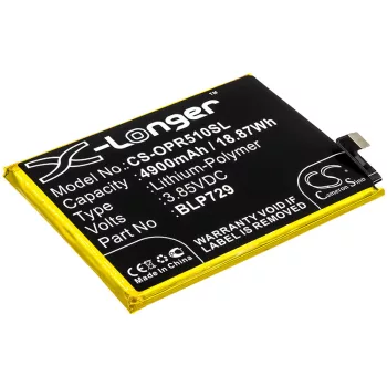   OPPO BLP729 helyettesítő mobiltelefon akkumulátor (Li-Polymer, 3.85V, 4900mAh / 18.87Wh) - Utángyártott