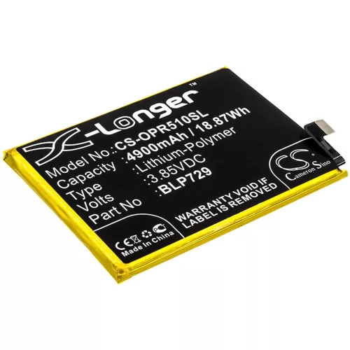 OPPO BLP729 helyettesítő mobiltelefon akkumulátor (Li-Polymer, 3.85V, 4900mAh / 18.87Wh) - Utángyártott